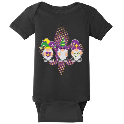 Funny Mardi Gras Gnomes Baby Bodysuit