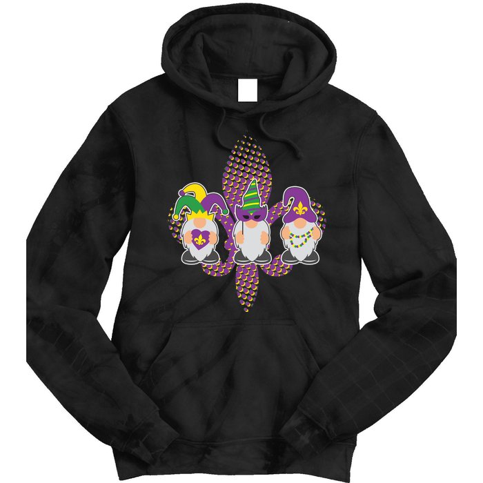 Funny Mardi Gras Gnomes Tie Dye Hoodie