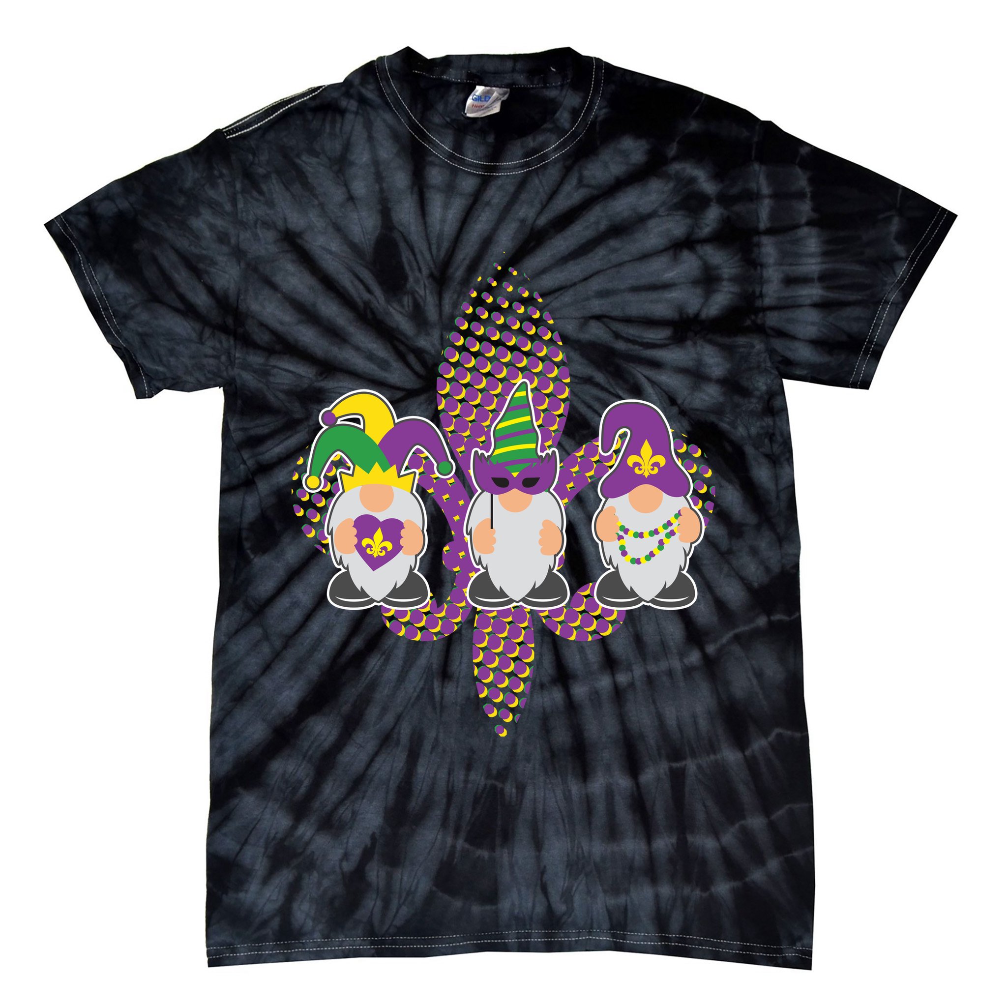 Funny Mardi Gras Gnomes Tie-Dye T-Shirt