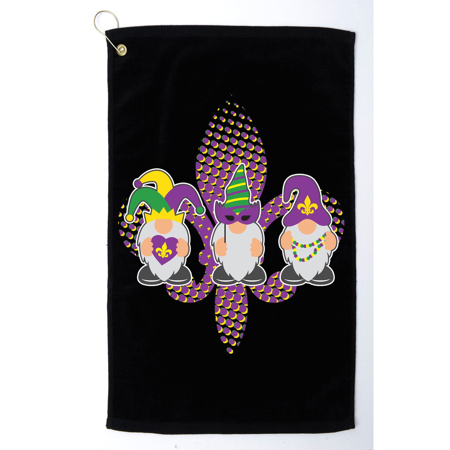 Funny Mardi Gras Gnomes Golf Towel
