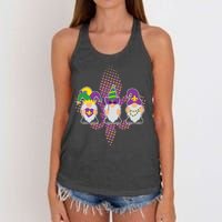 Funny Mardi Gras Gnomes Women's Knotted Racerback Tank