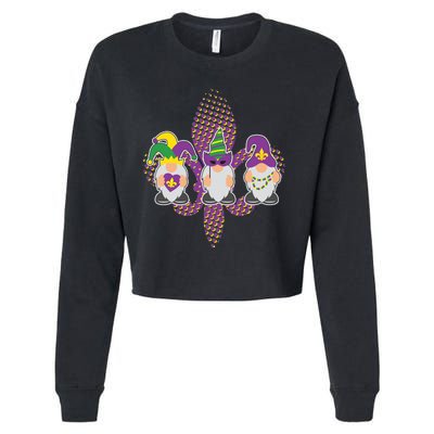 Funny Mardi Gras Gnomes Cropped Pullover Crew