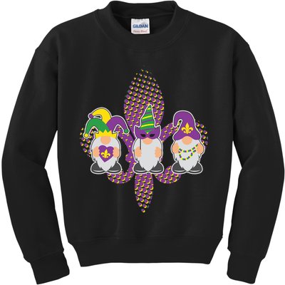 Funny Mardi Gras Gnomes Kids Sweatshirt