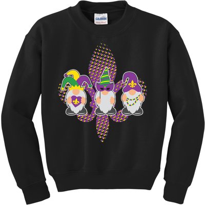 Funny Mardi Gras Gnomes Kids Sweatshirt