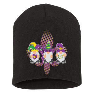 Funny Mardi Gras Gnomes Short Acrylic Beanie