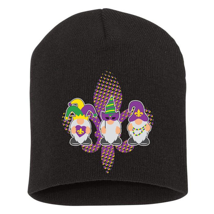 Funny Mardi Gras Gnomes Short Acrylic Beanie