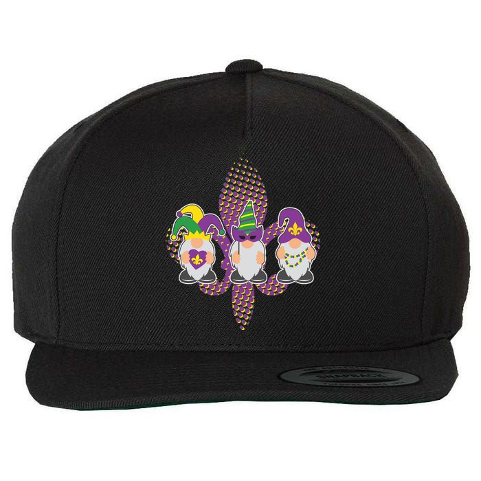 Funny Mardi Gras Gnomes Wool Snapback Cap