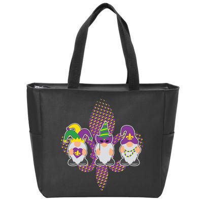 Funny Mardi Gras Gnomes Zip Tote Bag