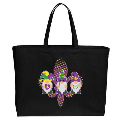 Funny Mardi Gras Gnomes Cotton Canvas Jumbo Tote