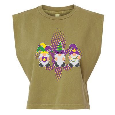 Funny Mardi Gras Gnomes Garment-Dyed Women's Muscle Tee