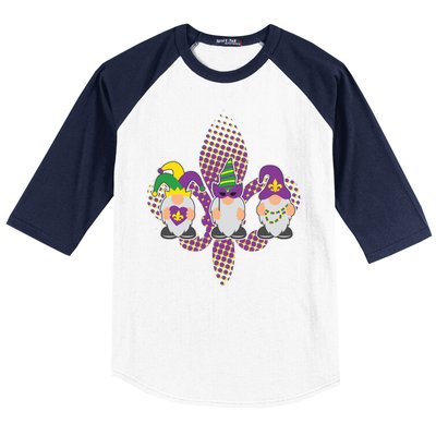 Funny Mardi Gras Gnomes Baseball Sleeve Shirt