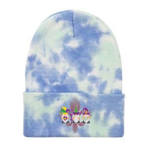 Funny Mardi Gras Gnomes Tie Dye 12in Knit Beanie