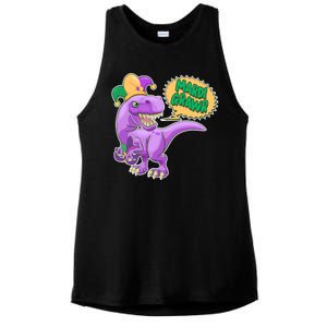 Funny Mardi Grawr T-Rex Dinosaur Ladies PosiCharge Tri-Blend Wicking Tank