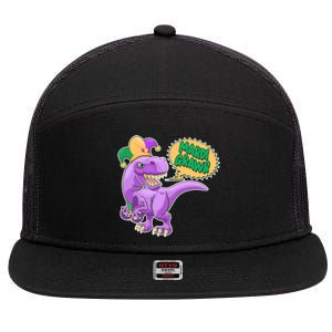 Funny Mardi Grawr T-Rex Dinosaur 7 Panel Mesh Trucker Snapback Hat