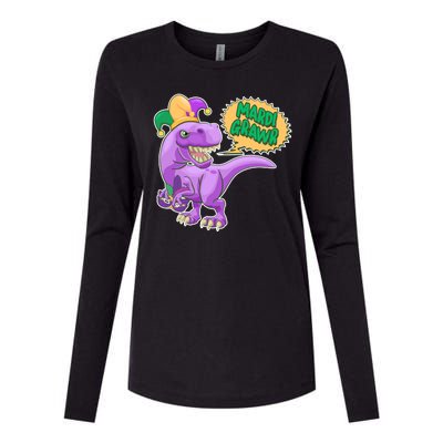 Funny Mardi Grawr T-Rex Dinosaur Womens Cotton Relaxed Long Sleeve T-Shirt