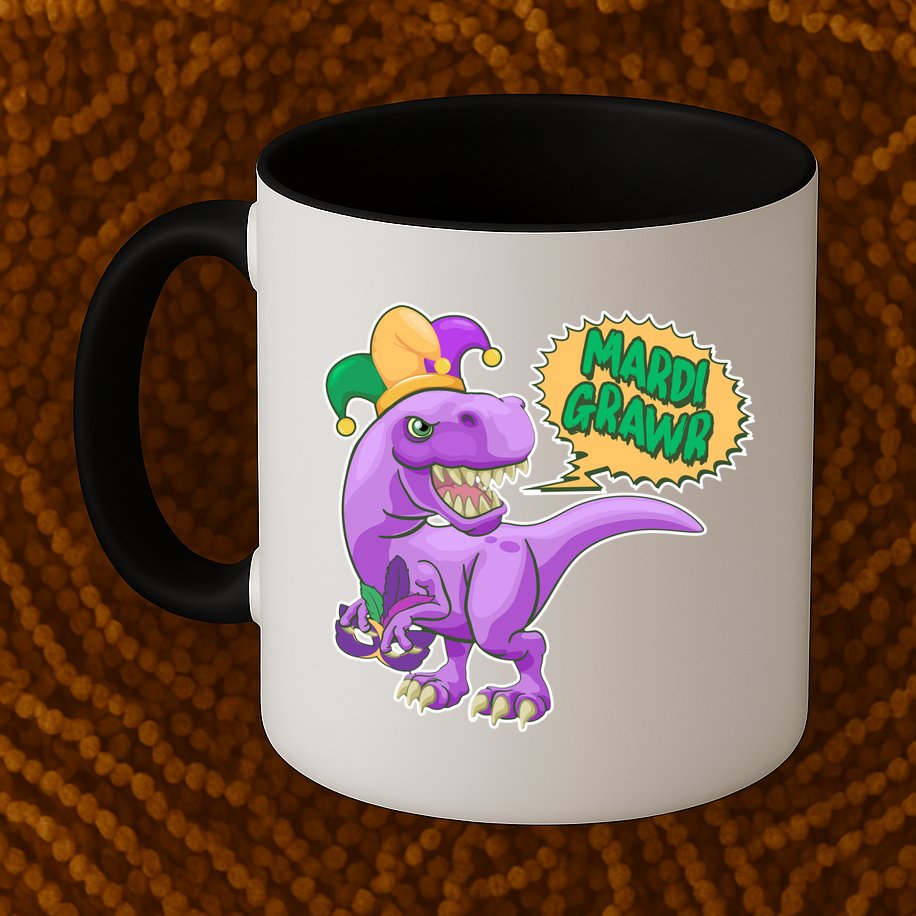 Funny Mardi Grawr T-Rex Dinosaur Mug
