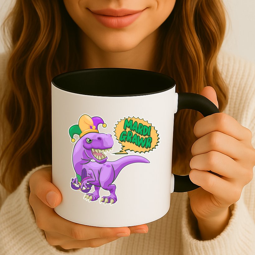 Funny Mardi Grawr T-Rex Dinosaur Mug