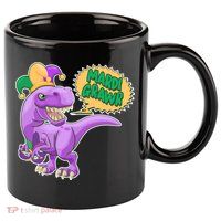 Funny Mardi Grawr T-Rex Dinosaur 11oz C Handle Ceramic Mug