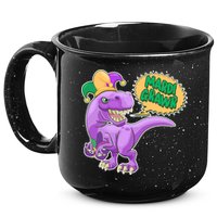 Funny Mardi Grawr T-Rex Dinosaur 15oz Campfire Ceramic Mug