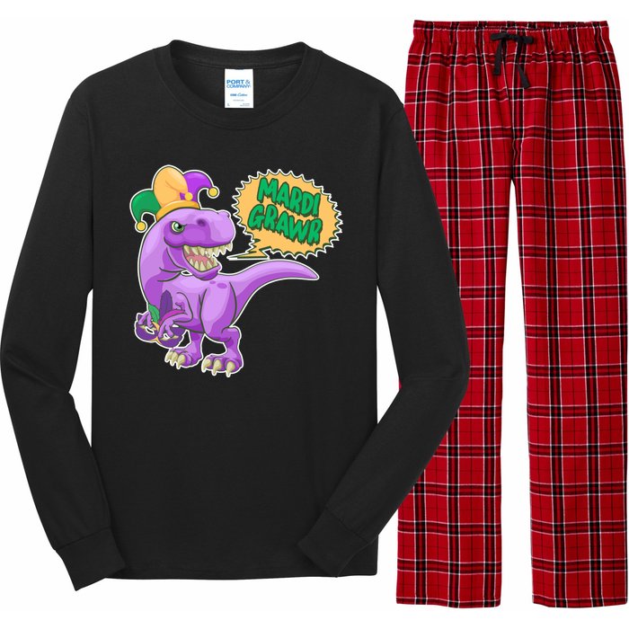 Funny Mardi Grawr T-Rex Dinosaur Long Sleeve Pajama Set