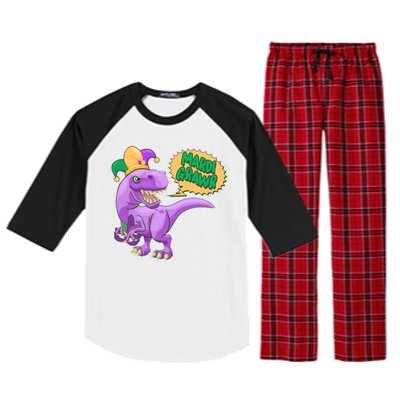 Funny Mardi Grawr T-Rex Dinosaur Raglan Sleeve Pajama Set