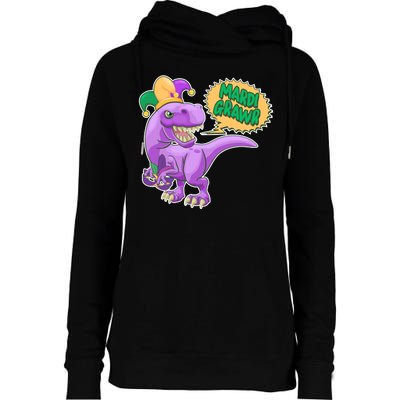 Funny Mardi Grawr T-Rex Dinosaur Womens Funnel Neck Pullover Hood