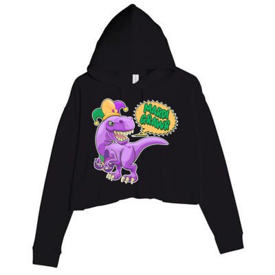 Funny Mardi Grawr T-Rex Dinosaur Crop Fleece Hoodie