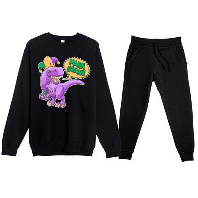 Funny Mardi Grawr T-Rex Dinosaur Premium Crewneck Sweatsuit Set