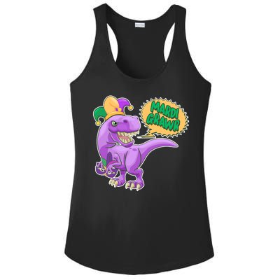 Funny Mardi Grawr T-Rex Dinosaur Ladies PosiCharge Competitor Racerback Tank