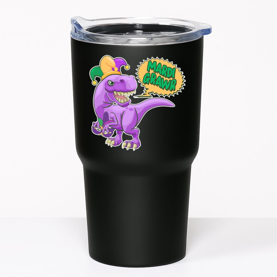 Funny Mardi Grawr T-Rex Dinosaur Tumbler