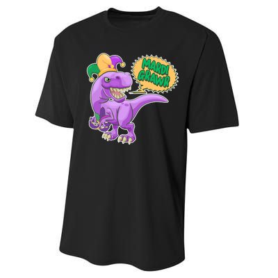 Funny Mardi Grawr T-Rex Dinosaur Performance Sprint T-Shirt