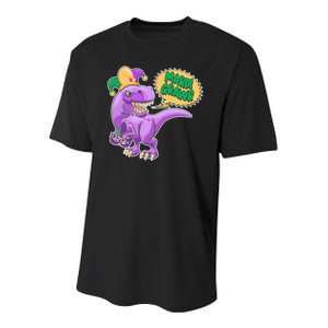 Funny Mardi Grawr T-Rex Dinosaur Youth Performance Sprint T-Shirt