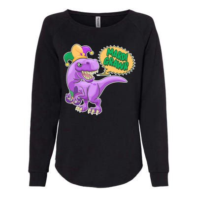 Funny Mardi Grawr T-Rex Dinosaur Womens California Wash Sweatshirt