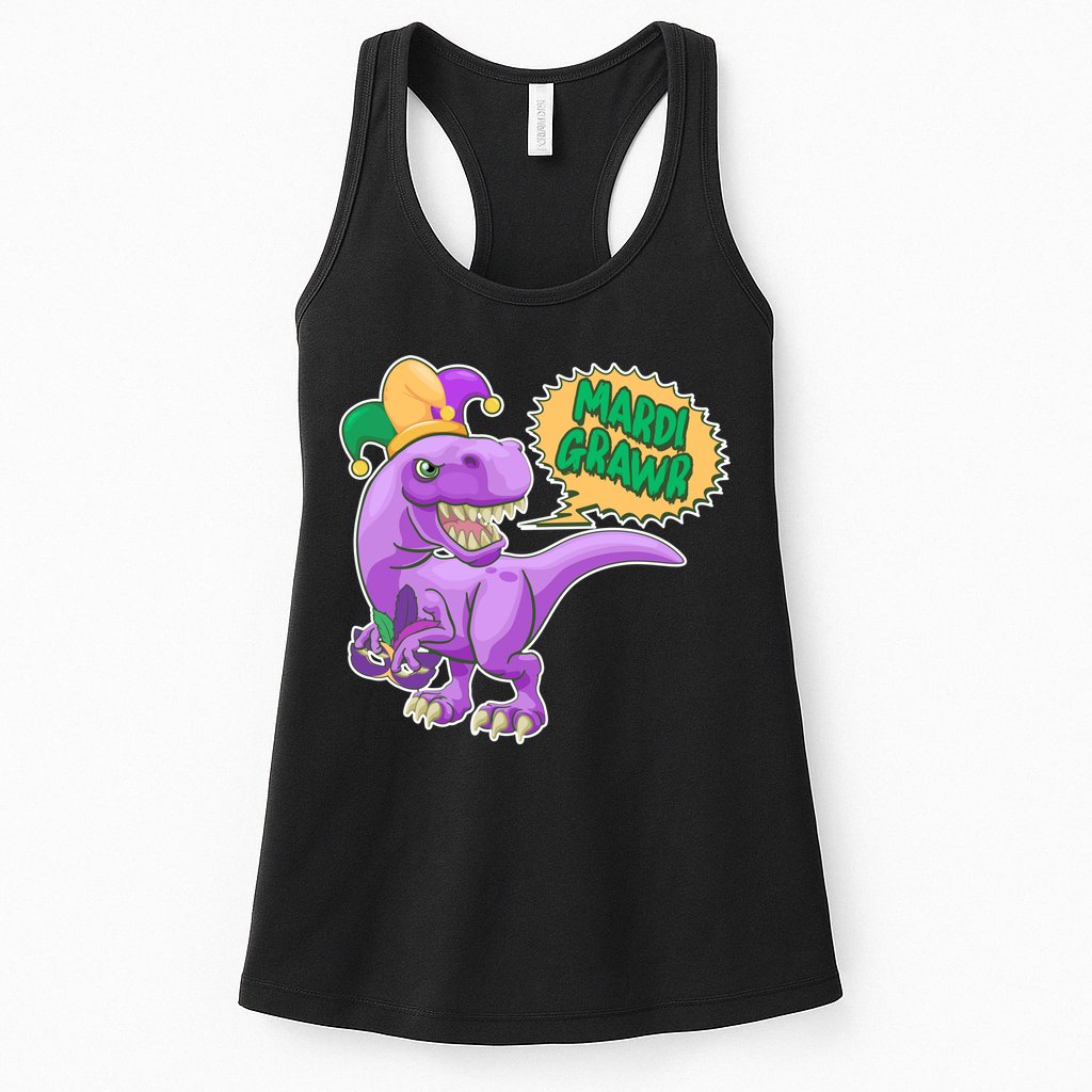 Funny Mardi Grawr T-Rex Dinosaur Womens Tank Top