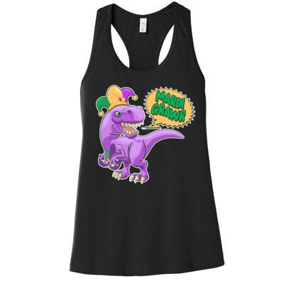 Funny Mardi Grawr T-Rex Dinosaur Women's Racerback Tank