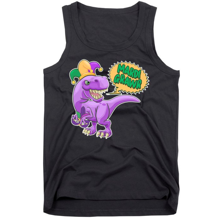 Funny Mardi Grawr T-Rex Dinosaur Tank Top