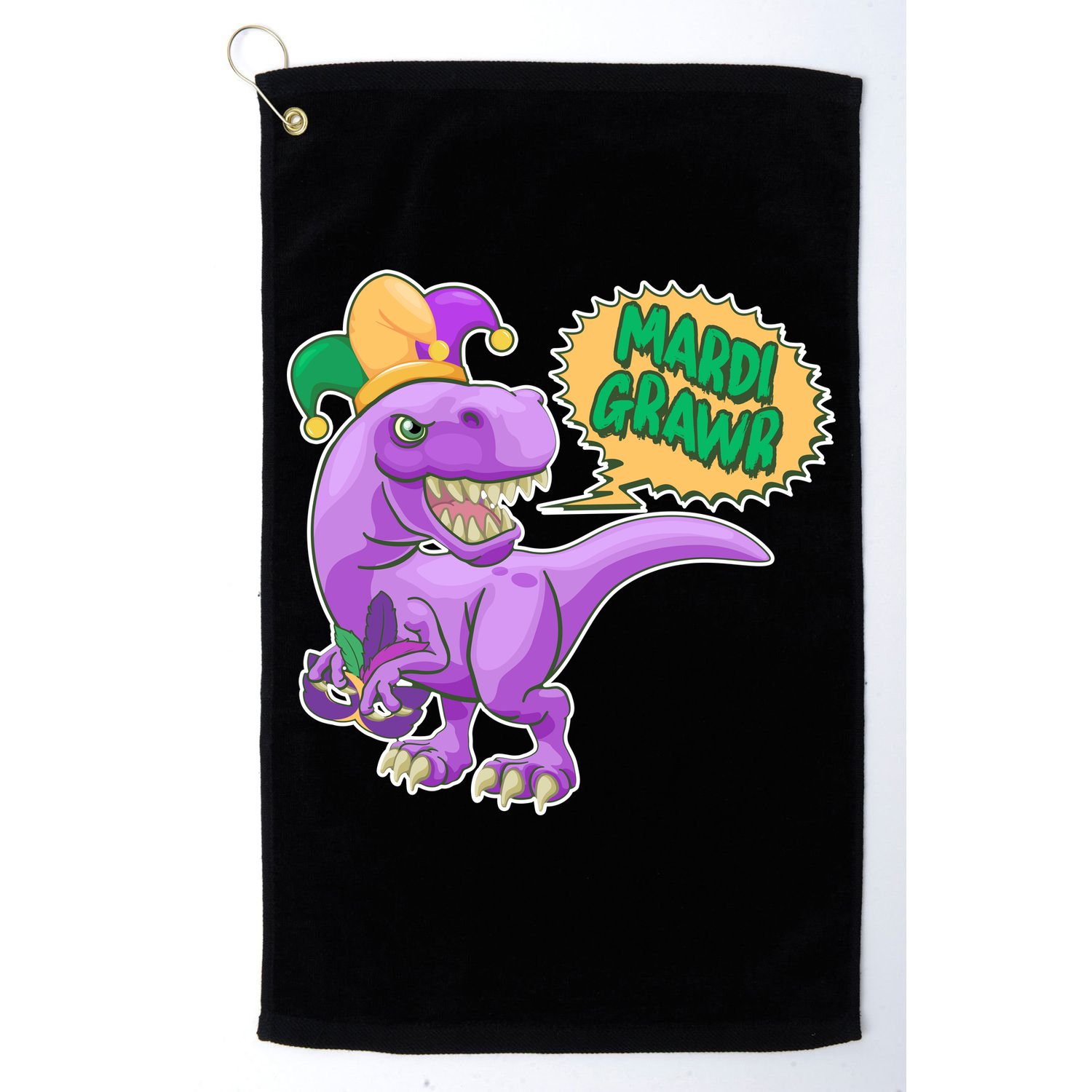 Funny Mardi Grawr T-Rex Dinosaur Golf Towel