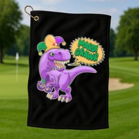 Funny Mardi Grawr T-Rex Dinosaur Golf Towel