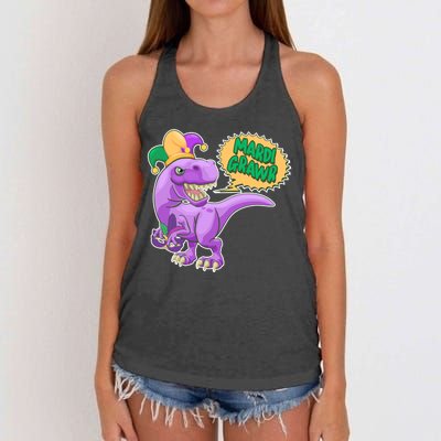 Funny Mardi Grawr T-Rex Dinosaur Women's Knotted Racerback Tank