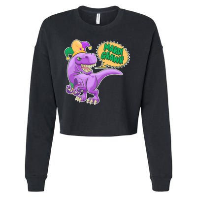 Funny Mardi Grawr T-Rex Dinosaur Cropped Pullover Crew