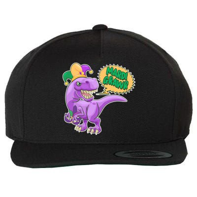 Funny Mardi Grawr T-Rex Dinosaur Wool Snapback Cap