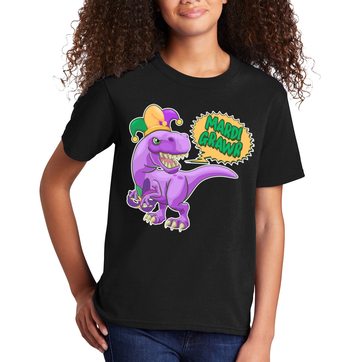 Funny Mardi Grawr T-Rex Dinosaur Kids T-Shirt