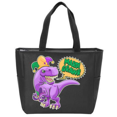 Funny Mardi Grawr T-Rex Dinosaur Zip Tote Bag