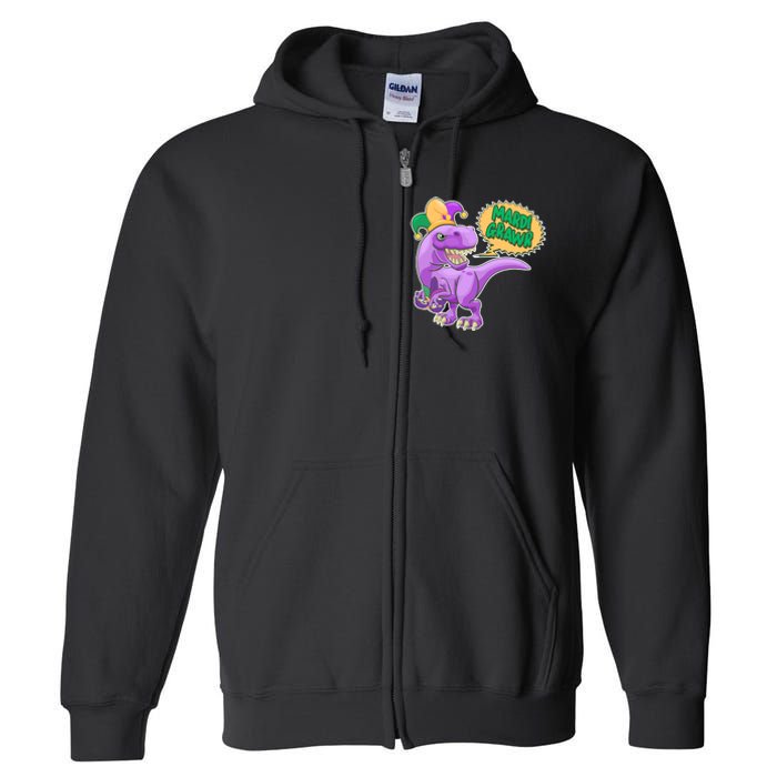 Funny Mardi Grawr T-Rex Dinosaur Full Zip Hoodie