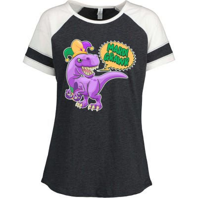 Funny Mardi Grawr T-Rex Dinosaur Enza Ladies Jersey Colorblock Tee