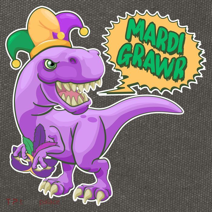Funny Mardi Grawr T-Rex Dinosaur Cotton Canvas Backpack