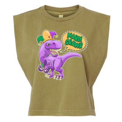 Funny Mardi Grawr T-Rex Dinosaur Garment-Dyed Women's Muscle Tee