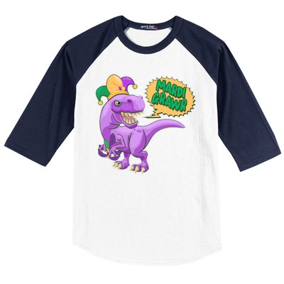 Funny Mardi Grawr T-Rex Dinosaur Baseball Sleeve Shirt