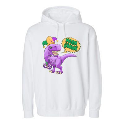 Funny Mardi Grawr T-Rex Dinosaur Garment-Dyed Fleece Hoodie