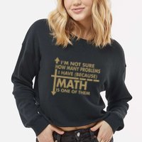 Funny Math Problems Cropped Pullover Crew